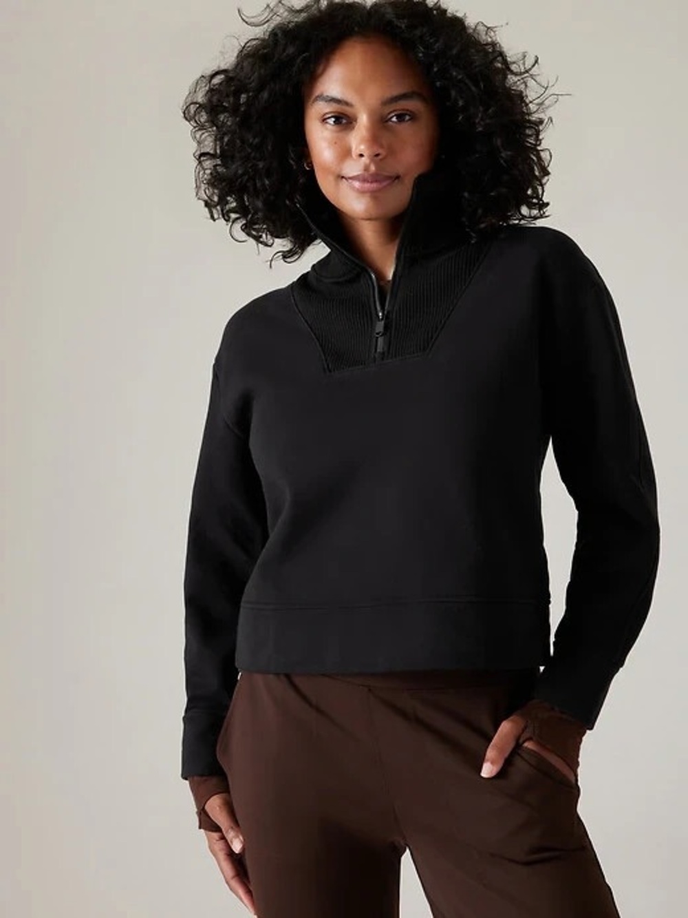 Athleta Women’s Black Quarter-Zip Pullover Top